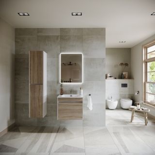 Подвесная тумба под раковину Sancos Smart SM60E 60см дуб бардолино/белый